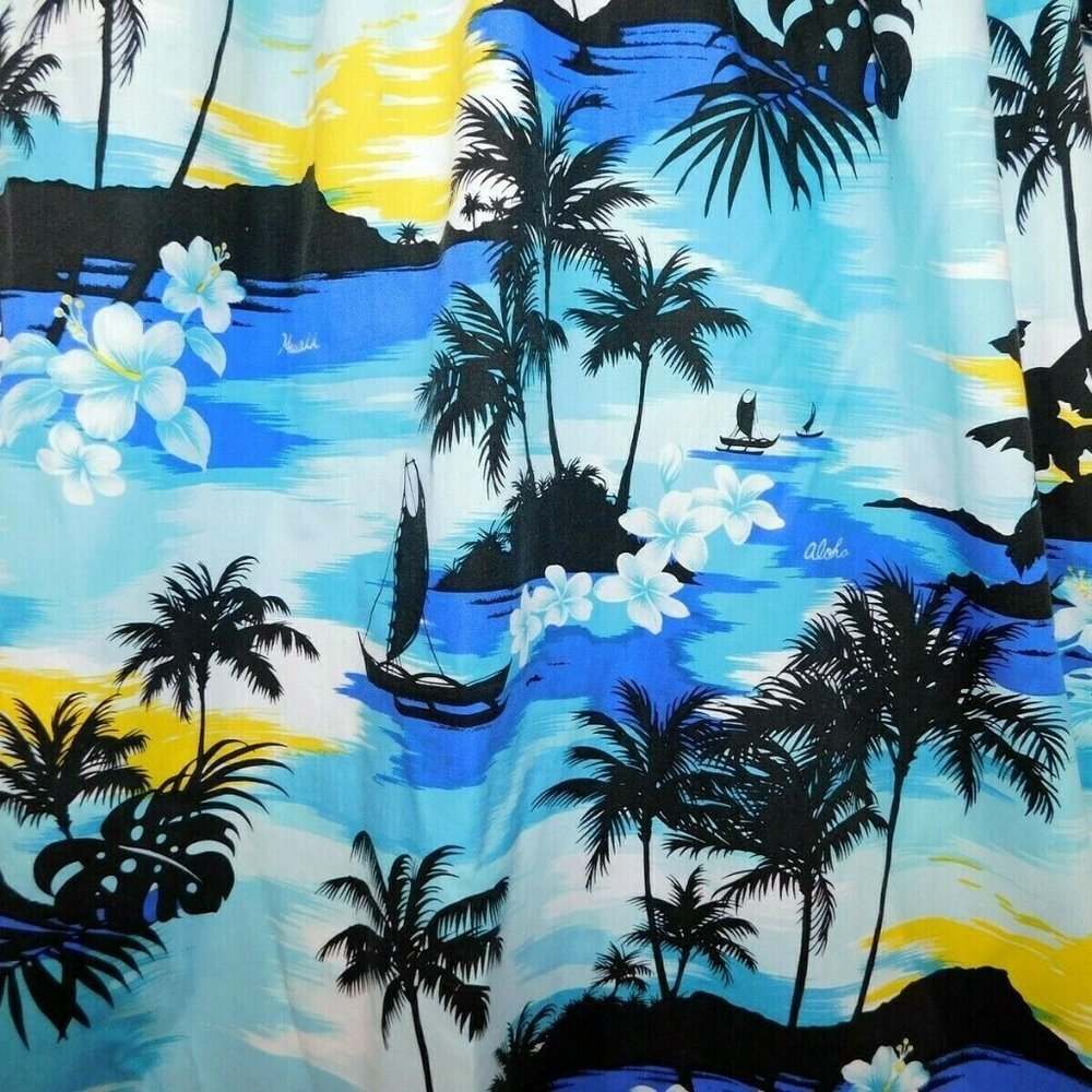 VTG  Hawaiian Tropical Sunset Muumuu Dress Jade Fashions Housedress Womens M - Picture 7 of 9